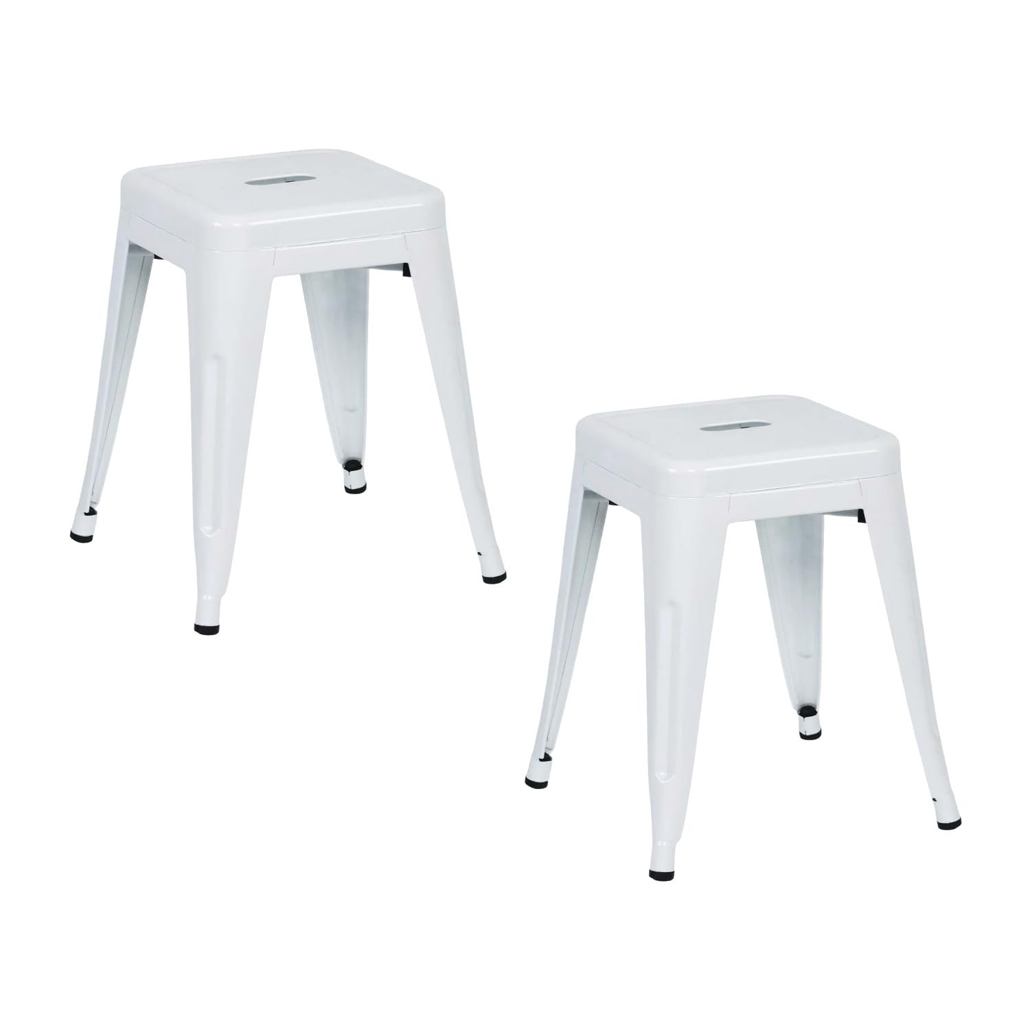 THINIA HOME Pack 2 Taburetes Bajos Industriales Apilables de Acero 38x38x46cm