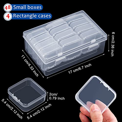 Image of Blulu 52 Pcs Bead Organizer Box, Plastic Storage Cases Mini Clear Bead Storage Containers Classroom DIY Craft Transparent Boxes with Hinged Lid for Diamond Painting Accessories Jewelry