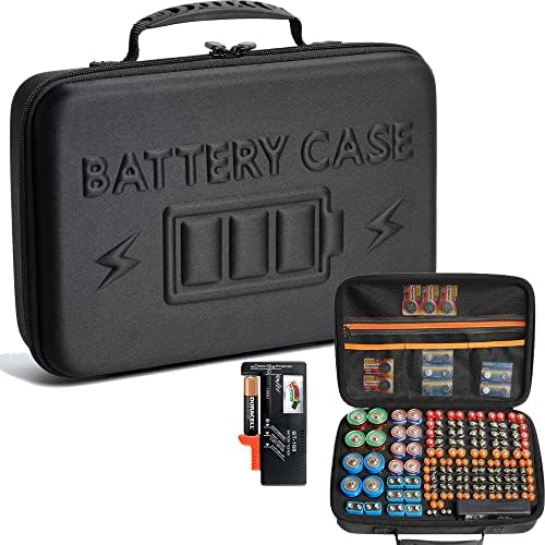Large Battery Organizer Storage Case with Battery Tester Checker, 200+ C D 9V AA AAA AAAA Batteries Organization Box Container(No Battery)