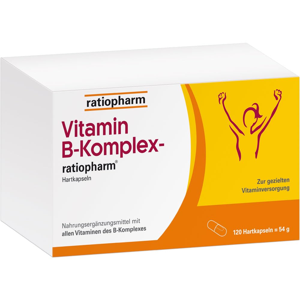 Vitamin B-Komplex-ratiopharm® Hartkapseln: Kombipräparat mit allen 8 B-Vitaminen. Für Energie* und Vitalität**, 120 Kapseln
