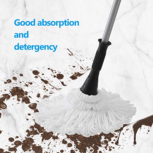 Eyliden Microfiber Twist Mop - Hand Release Washing Mop for Floor Cleaning - Dry&Wet Mops with Wringer, 2 Removable Washable Heads, 57.7inch Long Handle, Scouring Pad (White)
