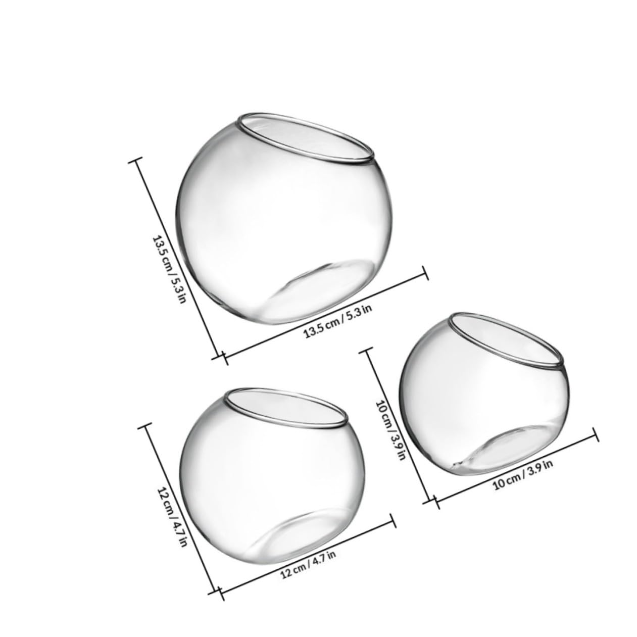 INOOMP Set da 3 Terrari in per Piante Grasse e Bromelie, Design Moderno Inclinato, Apertura Facile senza Bave, per Decorazioni Casa e Regali