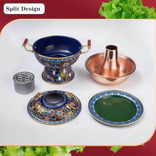 Olla caliente de cobre cloisonné estilo chino 27x23 cm miniatura 4