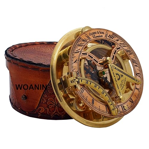 Compass, Personalized Engraved Sundial Compass, Antique Brass & Copper Compass, Sundial Clock in Box Gift Sun Clock Vintage Gift (Brass & Copper)