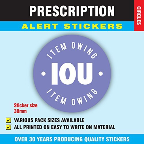 1,000 Prescription Alert Stickers - Supplied on a roll (Lavender IOU) — image 1