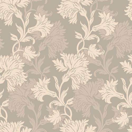 Papel Pintado Autoadhesivo Flores Vintage LaCheery Color Beige Crema 44.5cm x 700cm para Pared 2