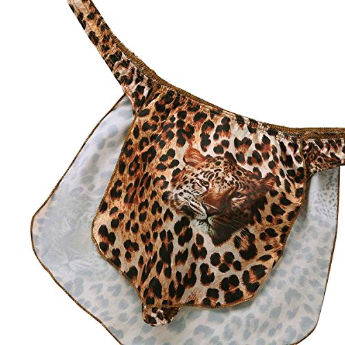 Alvivi Men's High Cut Leopard Animal Print G-String Thongs Jungle Loincloth Costumes Underwear Brown Medium #TOP4