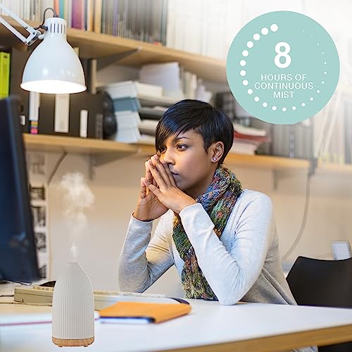 Sparoom Sienna Ribbed Crème Ceramic Essential Oil Ultrasonic Aromatherapy Diffuser - 70 Ml Water Tank - Automatic Shut Off #TOP3