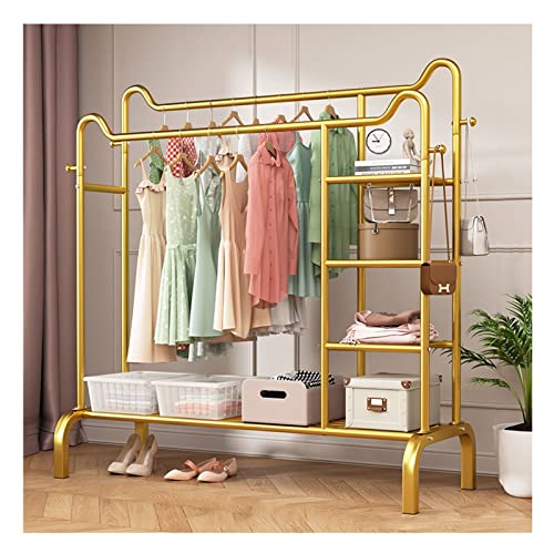 PAHION Rieles ropa de doble polo Perchero Grande Independiente Metal pesado deber prenda Rack Con estante de almacenamiento inferior Para dormitorio Dormitorio Hotel
