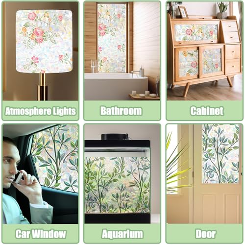 Vinilo decorativo para ventana con diseño floral rosa 40x16 cm miniatura 7