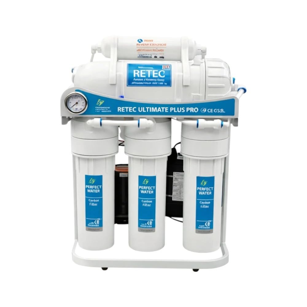 RETEC Ultimate PLUS PRO Umkehrosmoseanlage 800 GPD – Komplettset inkl. Edelstahl Wasserhahn, Filterset, TDS Messgerät & Leckageschutz – Direct Flow ohne Tank, 24V System