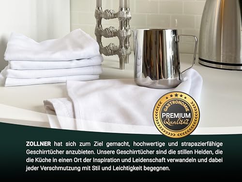 Foto von ZOLLNER 5er Set Geschirrtücher Baumwolle in 50x70 cm - super saugstarke und robuste Küchentücher - waschbar bis 60°C – in weiß - Gastronomiequalität - Oeko Tex® Zertifiziert