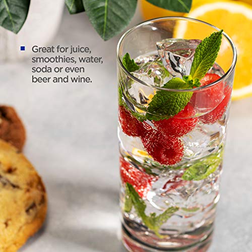 Godinger Highball Drinking Glasses, Italian Made Tall Glass Cups, Water Glasses Drinking Set, Cocktail Glasses - 14oz, Set of 4, Made In Italy - Thumbnail 6