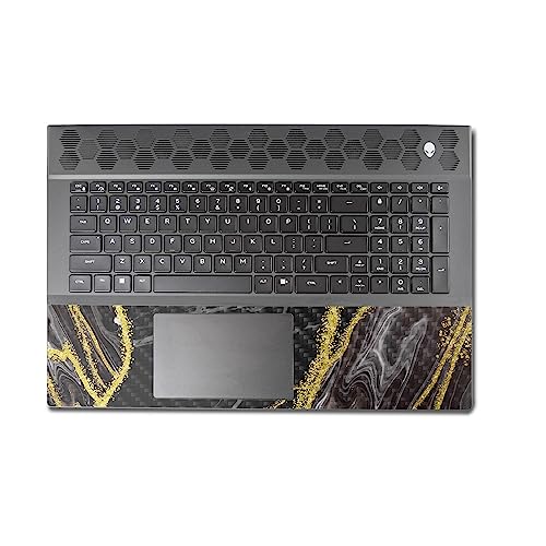 Image of MightySkins Carbon Fiber Skin Compatible with Alienware M18 R1 (2023) Full Wrap Kit - Black Marble Glitter | Protective, Durable Textured Carbon Fiber Finish | Easy to Apply | Made in The USA