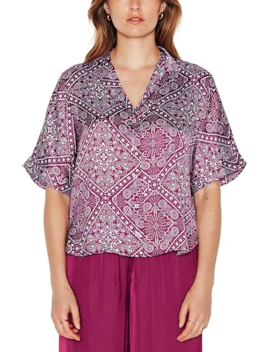 Chemise manches courtes multico blanc girly pour femme stylée