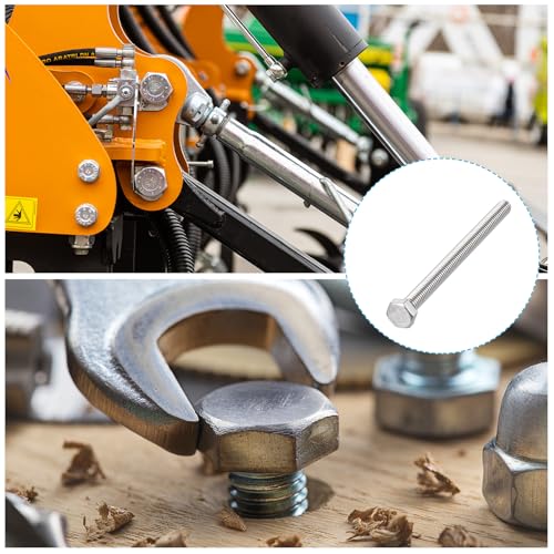 Image of METALLIXITY Hex Head Bolts (5 /16-18 x 4-1 /2 inch) 10Pcs, 304 Stainless Steel 18-8, Fully Threaded, External Hex Drive, Plain Finish, Hex Head Screw Bolt, Silver