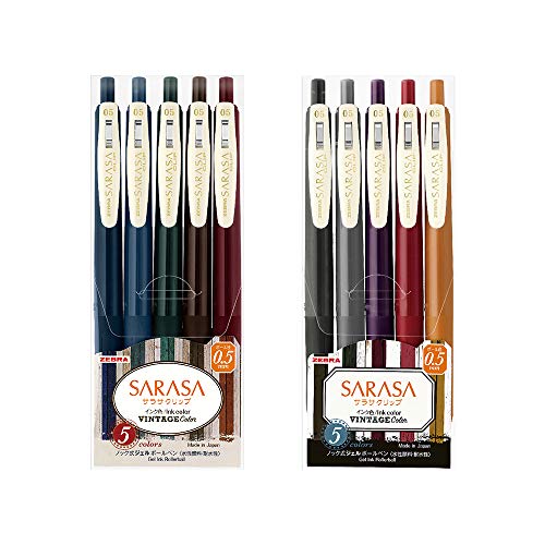 Image of Zebra Jj15-10C-Vi-Vi2-Az Sarasa Clip Gel Ballpoint Pen,0.5,Vintage,10 Colors,Multicolor