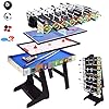 DRM 4FT 4 in 1 Folding Muliti Sports Game Table, Combo Table - Pool/Snooker Table, Air Hockey Table,Table Tennis Table,Football Table with Storage Box