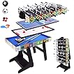 DRM 4FT 4 in 1 Folding Muliti Sports Game Table, Combo Table - Pool/Snooker Table, Air Hockey Table,Table Tennis Table,Football Table with Storage Box