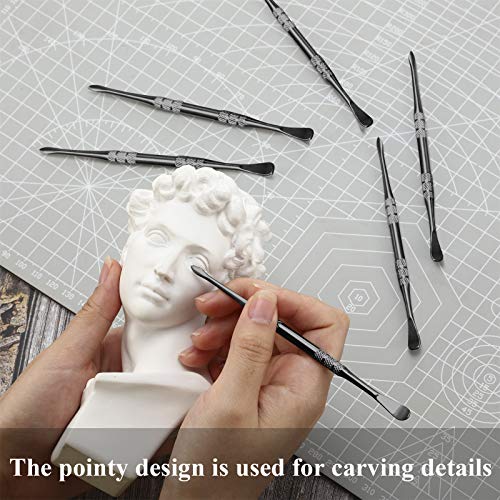 6 Pieces Wax Carving Tool Wax Tool Carving Tool Stainless Steel Sculpting Tool Spoon 4.75 Inch (Black) - Thumbnail 7