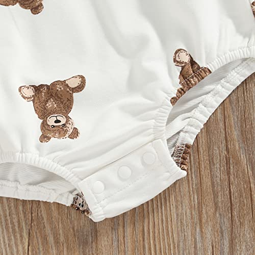 Fiomva Baby Girl Boy Bear Print Sweatshirt Romper Cute Oversized Onesie Bodysuit Onepiece Fall Clothes Outfits #TOP5