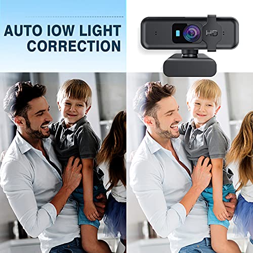 Doraby 1080P Computer Webcam mit Objektivdeckel, PC Kamera mit Autofokus/Stereo Mikrofon/Schutzabdeckung für Android/Mac OS/Windows/Linux, Live Streaming Skype, Video Chat, Online Meeting, Schwarz – Bild 6