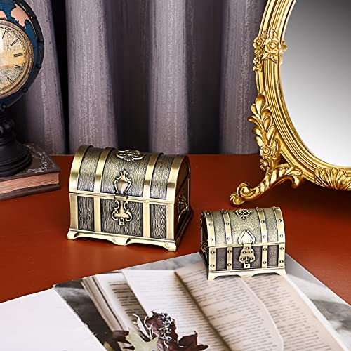 Petite boîte à bijoux rectangulaire vintage Hipiwe en métal bronze pour bague - 3