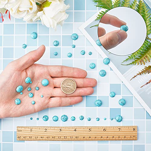 SUNNYCLUE 1 Box 100Pcs 5 Sizes Round Stone Cabochons Flatbacks Synthetic Turquoise Gemstone Cabochon Beads 4mm/6mm/8mm/10mm/12mm for DIY Jewelry Making Dome Cameos - Image 3