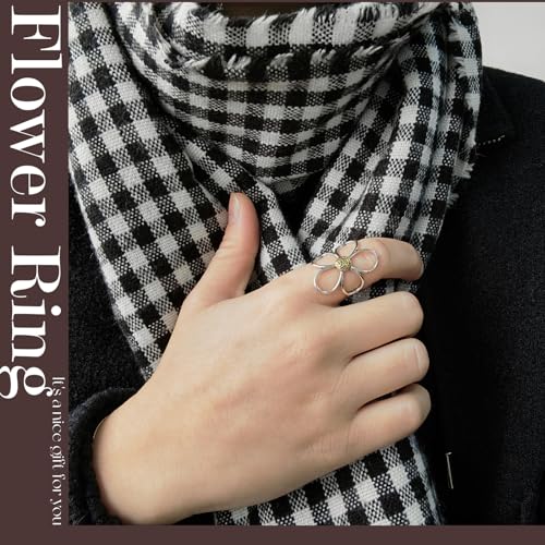 Flower Ring, Vintage Daisy Ring for Women, Adjustable April Birth Flower Ring Jewelry Gift 5