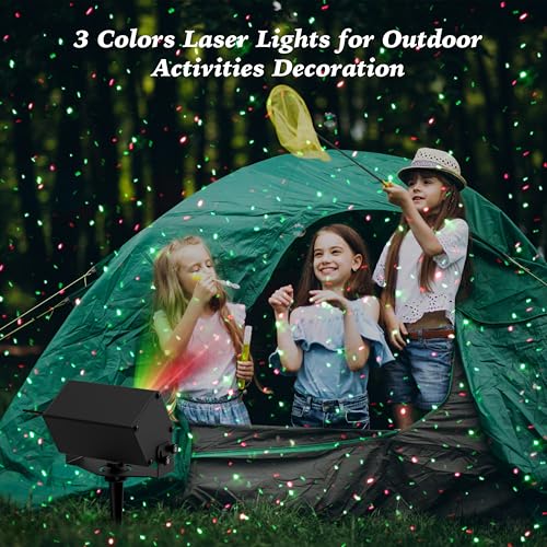 Image of AIRIVO Outdoor Laser Lights Projector, RGB Color Firefly Lights Projection Light, Christmas Star Projector with Remote Control, Holiday Halloween Decor for Home, Garden, Trees, RGB 3 Color Motion