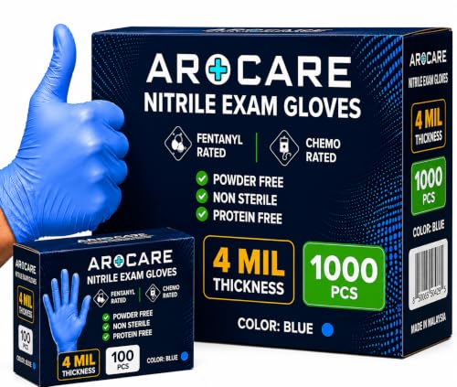 AroCare Nitrile Gloves Disposable Gloves Comfortable Powder Free Latex Free | 100-1000 (Small Case)