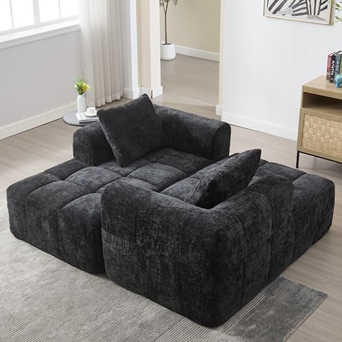 Canapé méridienne chenille noir 158 cm Zepneiy
