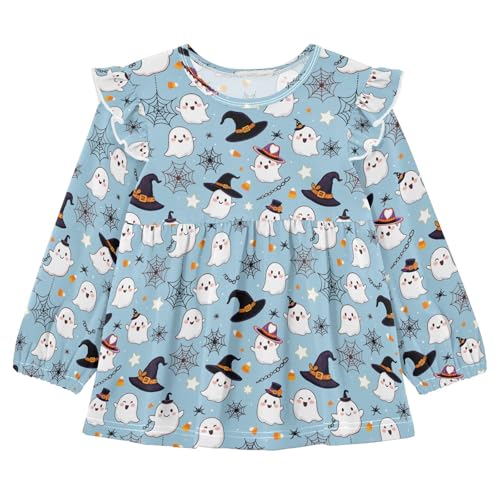 Cute Specter Hat Web A Girls Shirts Cotton Long Sleeve Ruffle Toddler Tee Tops