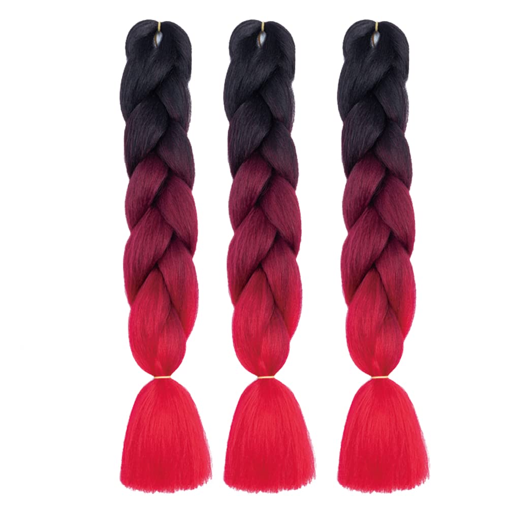Xiaofeng Lot de 3 paquets d'extensions de cheveux synthétiques tressés pour femme - 100 g/lot - 61 cm - Cheveux tressés au crochet - Haute température - Pour tresses au crochet - 61 cm - Noir