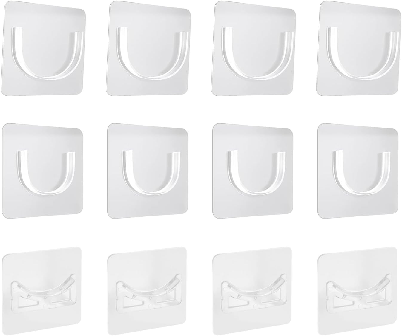 12PCS No Drill Strong Adhesive Shower Curtain Rod Holders Telescopic Curtain Rod Brackets No Trace Hook Accessories 4 Large And Small Semi Circular Supports And 4 Flat Holders Respectively