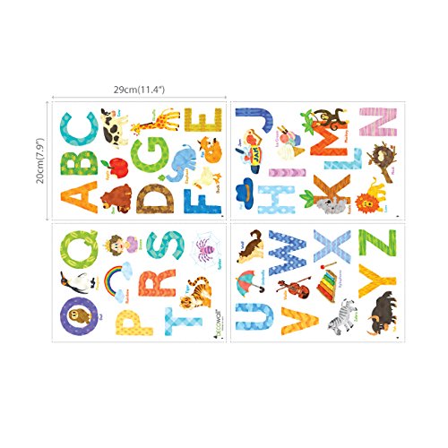 DECOWALL-DS-8003-Watercolour-Animal-Alphabet-Kids-Wall-Stickers-Wall-Decals-Peel-and-Stick-Removable-Wall-Stickers-for-Kids-Nursery-Bedroom-Living-Room-Small-dcor