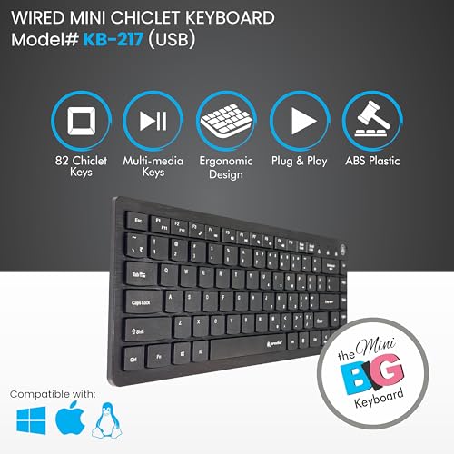 Image of Prodot 4-in-1 Wired Combo Pack | 217 Mini Wired Keyboard + 185 Optical Mouse + 4 in1 Port USB Hub + Anti-Slip Mouse Pad | for Laptop /Desktop