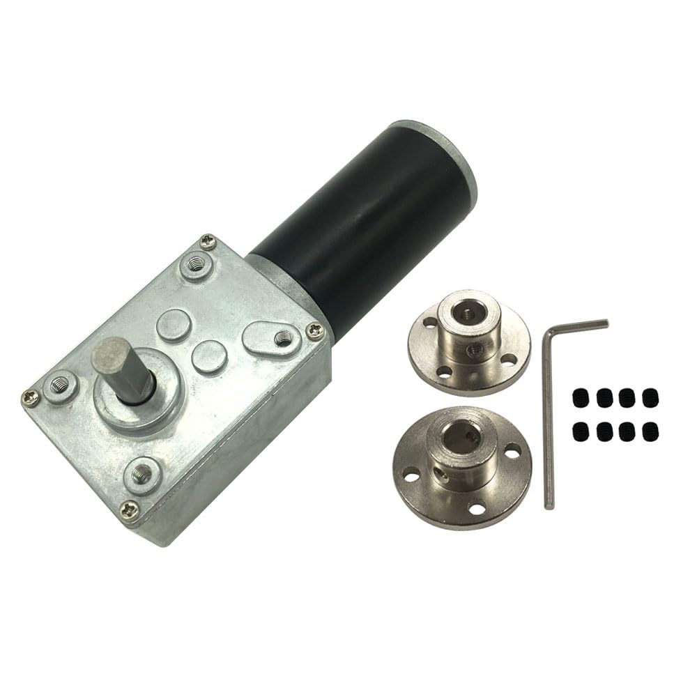 BRINGSMART DC 12V 80rpm DC Worm Gear Motor with 8mm Flange Couplings 15kg.cm Self-Locking Reversed Engine Mini Turbine Geared Motor for DIY Robot Rotating Table Door Lock Curtain Machine (12V 80rpm)