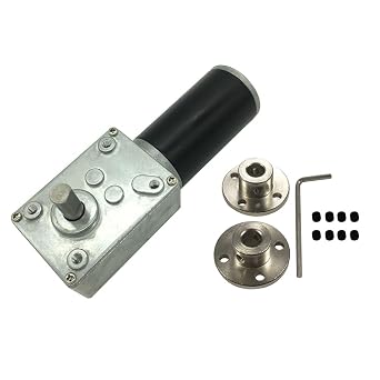 BRINGSMART 12V 12rpm DC Worm Gear Motor with 8mm Flange Couplings 33.5kg.cm High Torque Self-Locking Reversed Mini Turbine Geared Machine DIY Robot Table Door Lock Curtain Machine