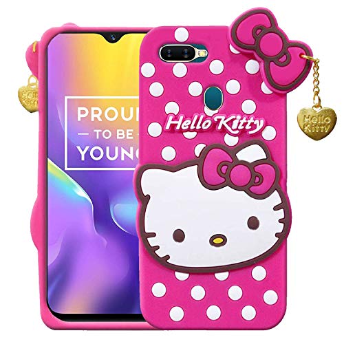 Image of Unirock Hello Kitty Back Case Cover for Asus Zenfone Max Pro M1| 3D Cute Hello Kitty Case |Soft Silicone Rubber Back Cover with Pendant Kitty Cover for Asus Zenfone Max Pro M1 (Pink)