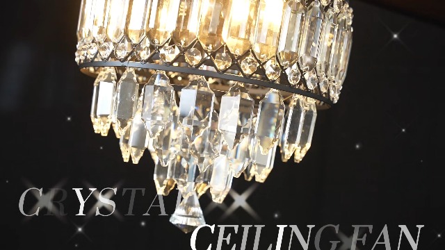Image of 52'' Black Crystal Chandelier Ceiling Fan with Light
