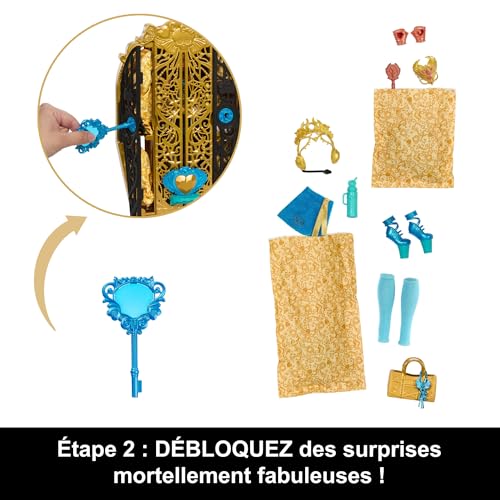 Monster High Coffret Monstrueux Secrets Cleo De Nile avec poupée Cleo de Nile Énigmes Horribles dressing et plus de 19 surprises dont des vêtements pour poupée HXH86 - vue 5
