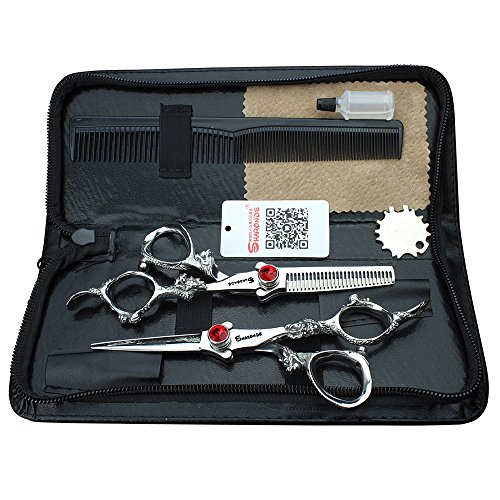 Ciseaux de coiffeur professionnels 17,5 cm 440 C dilués pour coupe