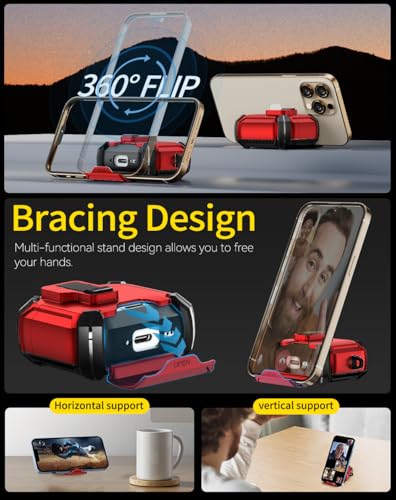 Image of Pohgelan Compatible with AirPods 4 Case (Red) | Magnetic Automatic Lock with Phone Stand & Cleaning Kit,Compatible with Magsafe