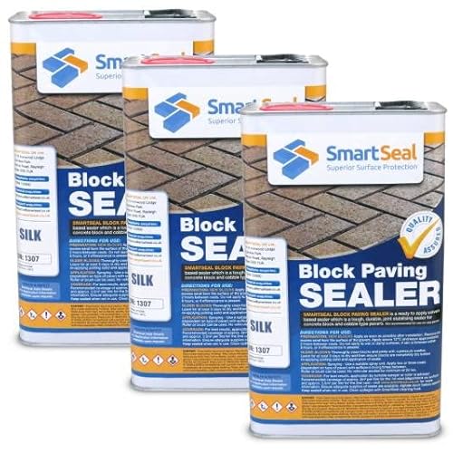 Smartseal Block Paving Sealer - Silk Finish – Wet Look Block Paving Sealer, Sand Hardener & Weed Inhibitor. Satin Finish Premium Block Paving Sealant for Block Paved Driveways & Patios (3 x 5 Litre) option