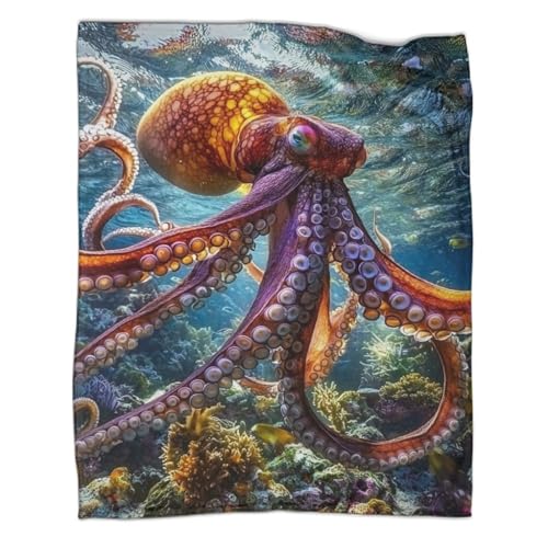 Couverture super douce motif pieuvre en textile de haute densité