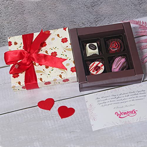 Image of Velvet Fine Chocolates Premium Gift Hamper | 4 Pcs Assorted Chocolate Gift Box for Birthday, Anniversary, Diwali, Holi, Rakhi, Christmas & Special Occasions | Handmade Chocolates | Pack of 1