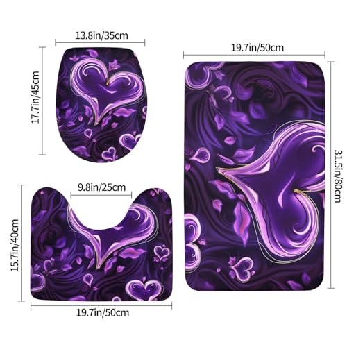 Tapis de salle de bain lavables violet avec contour WC super absorbant - 3