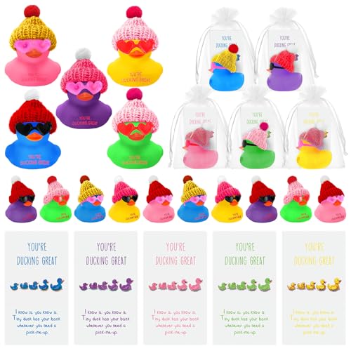 Canards en caoutchouc avec chapeaux Deekin, petits cadeaux pour collègues et amis