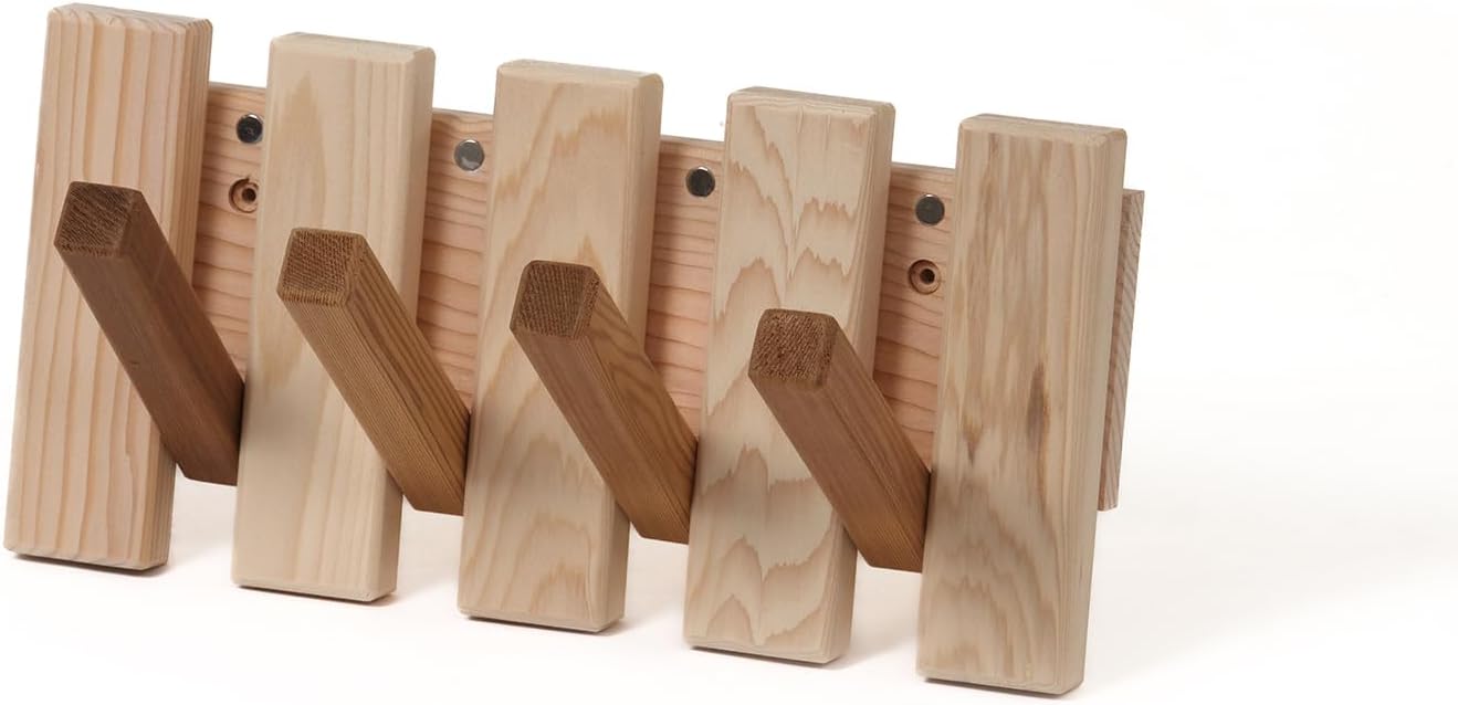 Hemlock Towel Rack for Sauna – Wall-Mounted Hemlock Wood Hanger, Durable & Stylish Sauna Accessories, Easy to Install, Ideal for Home Sauna & Steam Rooms (4-Hooks Hanger)